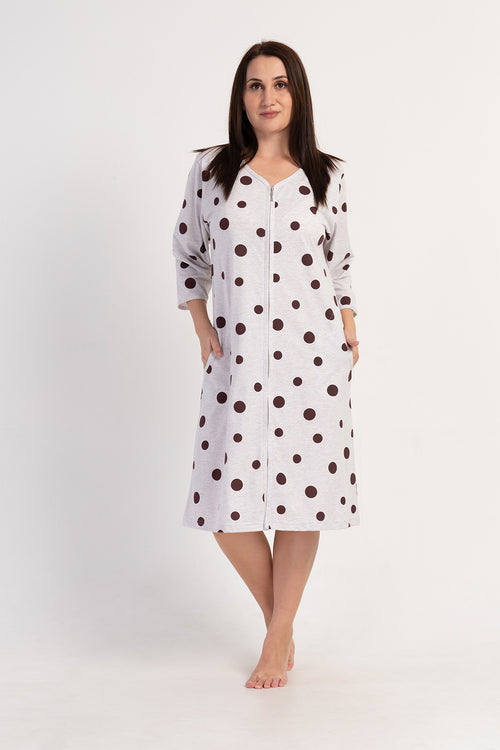 KADIN SUPREM XXL 3/4KOL EV ELBISESI 311324 - Vienetta1.GrupGRAY MELANGE