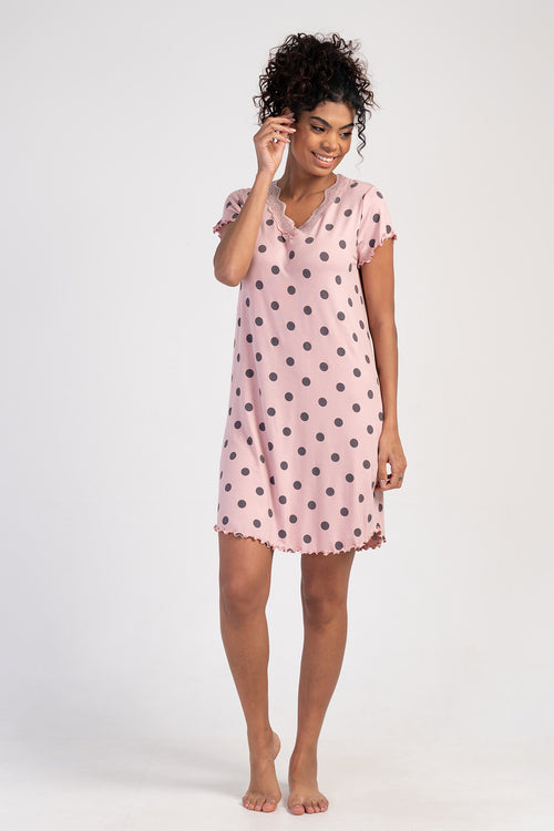 KADIN VISCON V YAKA DANTELLI FIYONKLU BIBILALI KISA KOL ETEGI OVAL TUNIK