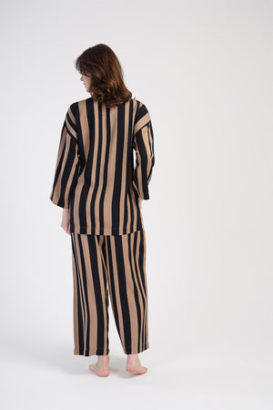 KADIN BELMANDO GOMLEK YAKA TAMAMI DUGMELI UZUN KOL PIJAMA TAKIM 311448 - Vienetta1.GrupSIYAH