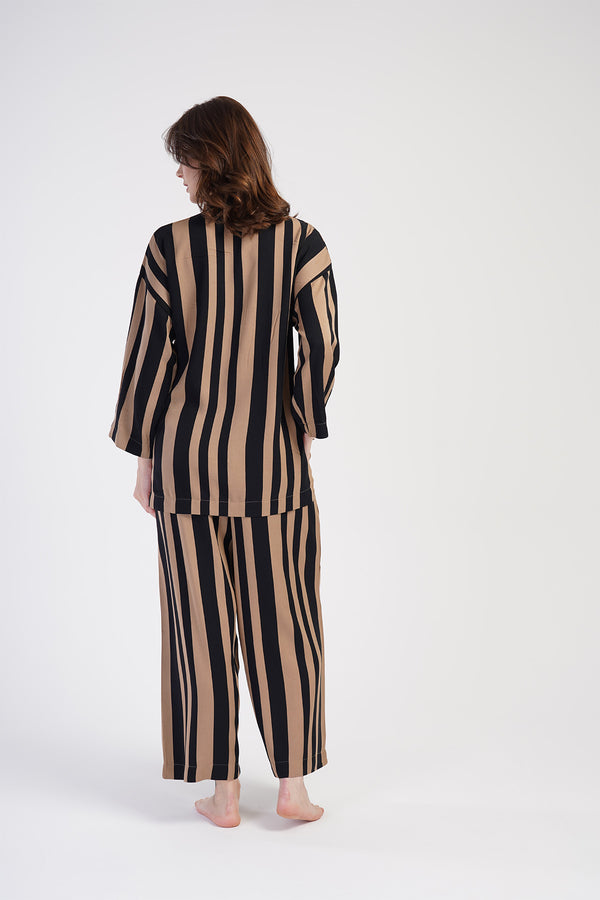 KADIN BELMANDO GOMLEK YAKA TAMAMI DUGMELI UZUN KOL PIJAMA TAKIM 311448 - Vienetta1.GrupSIYAH