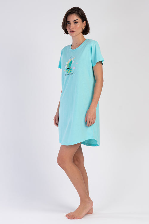 KADIN KISA KOL TUNIK 312052 - Vienetta1.GrupPARLAK MINT