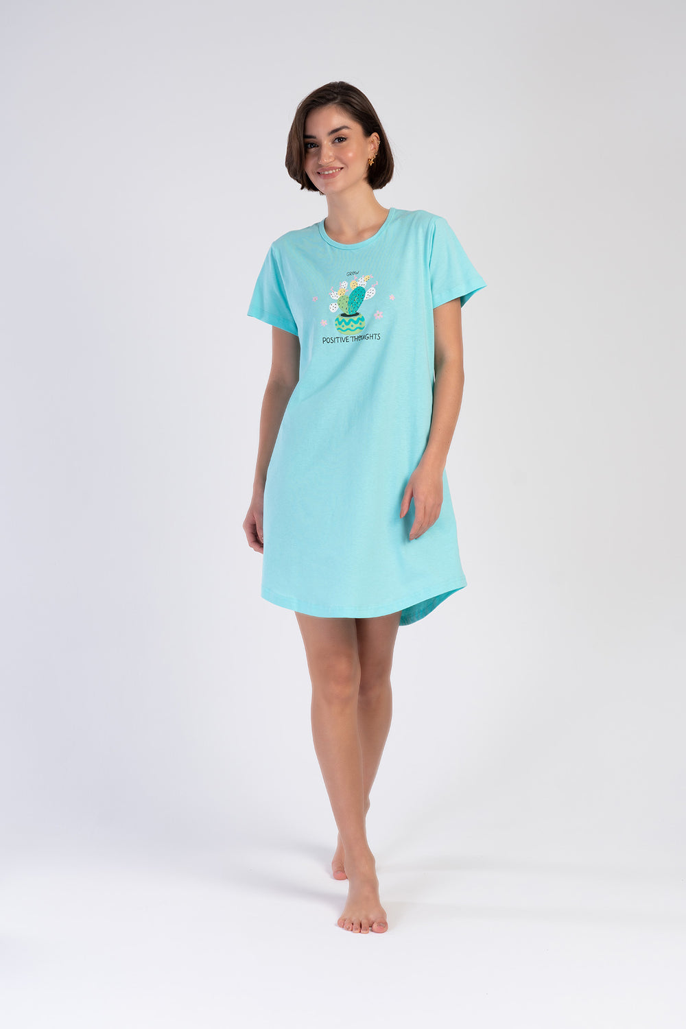 KADIN KISA KOL TUNIK 312052 - Vienetta1.GrupPARLAK MINT