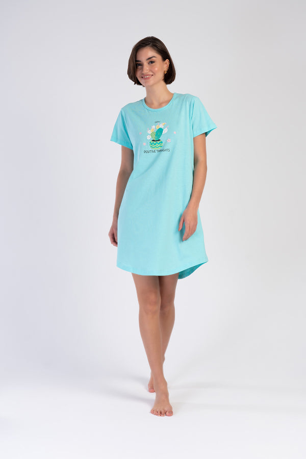 KADIN KISA KOL TUNIK 312052 - Vienetta1.GrupPARLAK MINT