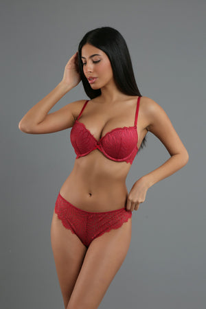 Kadın B Cup Destekli Sütyen Külot Takım 334154 - VienettaBORDO80