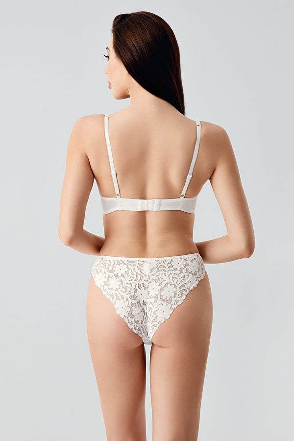 Kadın B Cup Desteksiz Sütyen Külot Takım 334156 - VienettaBORDO85