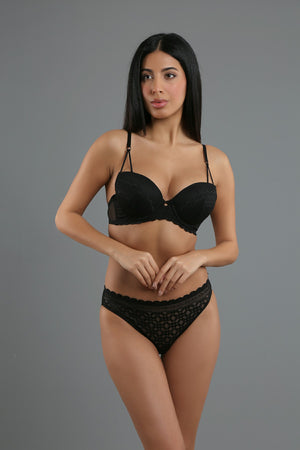 Kadın B Cup Destekli Sütyen Külot Takım 334158 - VienettaSİYAH75