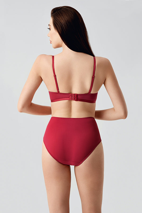 Kadın B Cup Destekli Sütyen Külot Takım 334159 - VienettaBORDO80