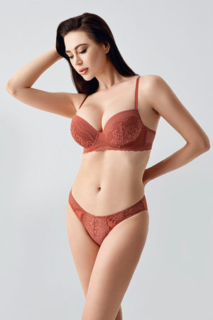 Kadın B Cup Destekli Sütyen Külot Takım 334167 - VienettaA.YEŞİL75