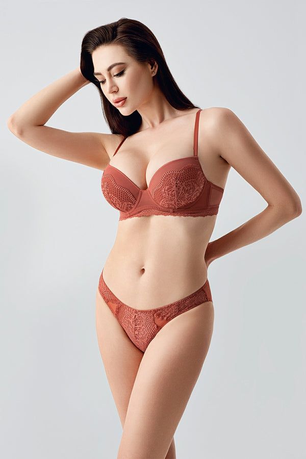 Kadın B Cup Destekli Sütyen Külot Takım 334167 - VienettaA.YEŞİL75