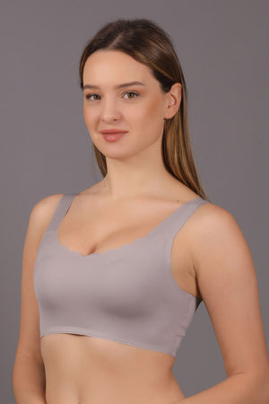 Kadın Desteksiz B Cup Balensiz Dikişsiz Lazer Çıkarılabilir Pedli Sütyen 336130 - VienettaCAPUCINOS