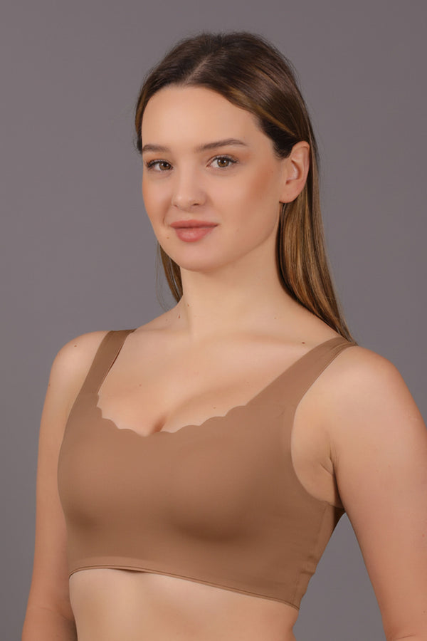 Kadın Desteksiz B Cup Balensiz Dikişsiz Lazer Çıkarılabilir Pedli Sütyen
