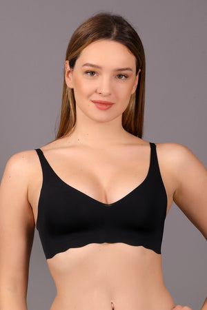 Balensiz Dikişsiz Lazer Çıkarılabilir Pedli Sütyen 336150 - VienettaSİYAH80