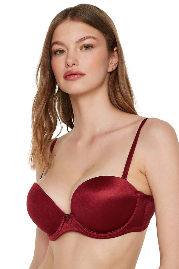 Kadın Çift Destekli B Cup Basic Sütyen 337040 - VienettaBORDO85