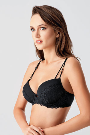 Kadın Destekli B Cup Dantelli Sütyen - Vienetta1.GrupANTRASİT
