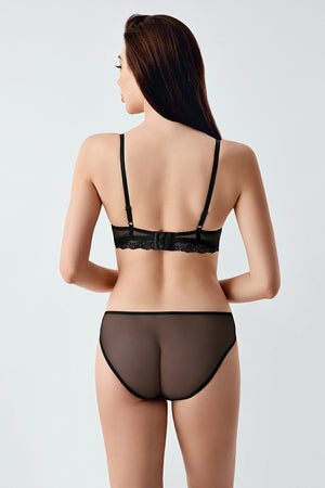 Kadın C Cup Desteksiz Sütyen Külot Takım 344161 - VienettaBORDO80