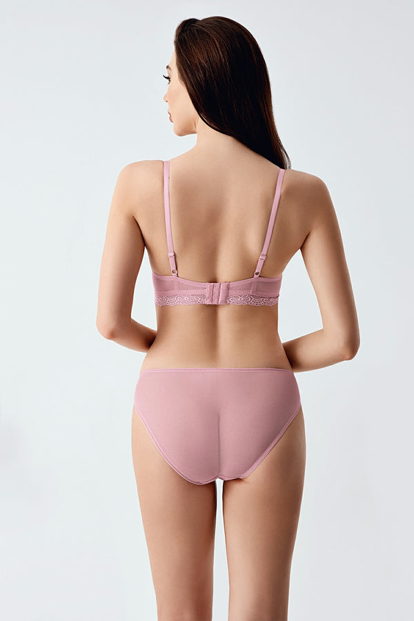 Kadın C Cup Desteksiz Sütyen Külot Takım 344161 - VienettaBORDO80