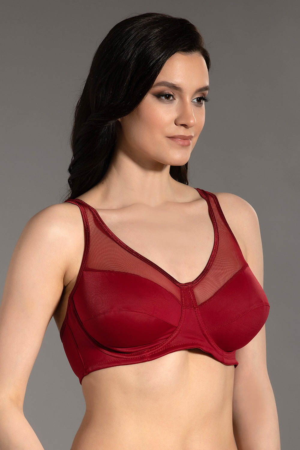 Kadın Dolgusuz D Cup Sütyen 358060 - VienettaBORDO80