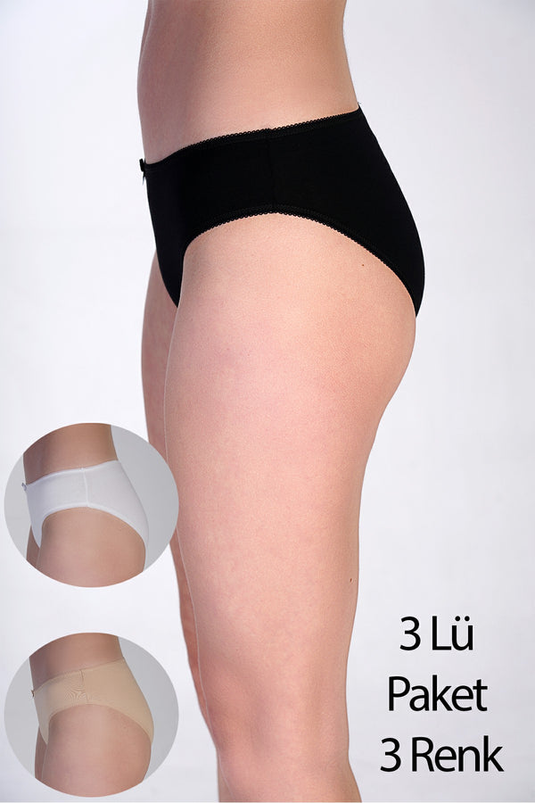 Kadın Bikini Penye 3 lü Külot
