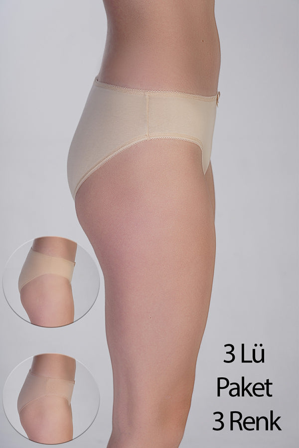 Kadın Bikini Penye 3 lü Külot
