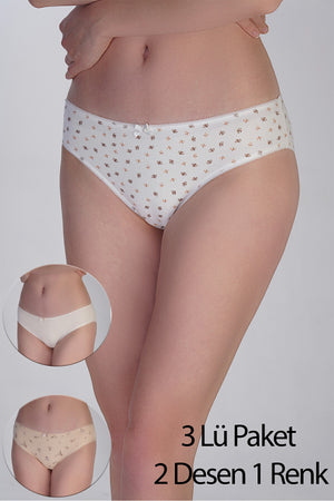 Kadın Bikini Penye 3 lü Külot
