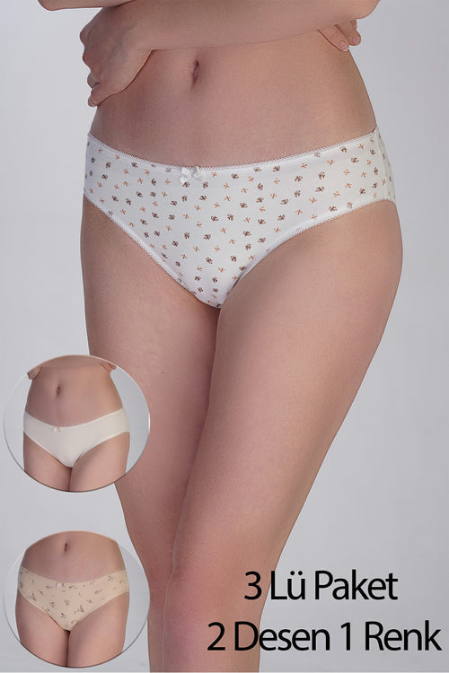 Kadın Bikini Penye 3 lü Külot
