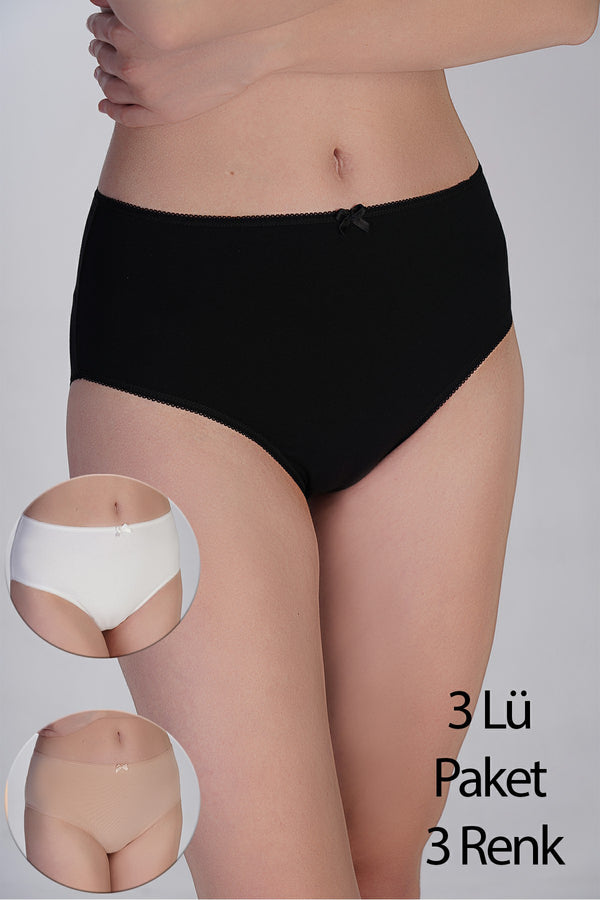 Kadın Yarım Bel Bikini Penye 3 lü Külot
 365002