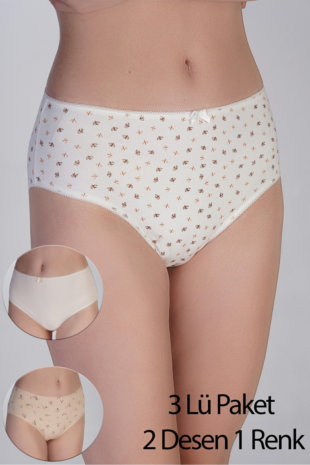 Kadın Yarım Bel Bikini Penye 3 lü Külot
