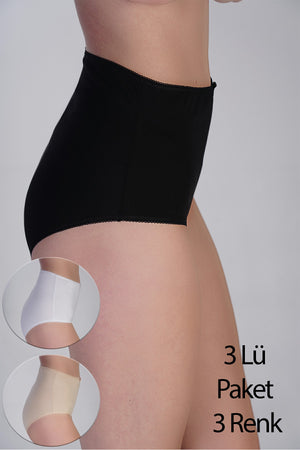 Kadın Yüksel Bel Bato Penye 3 lü Külot
