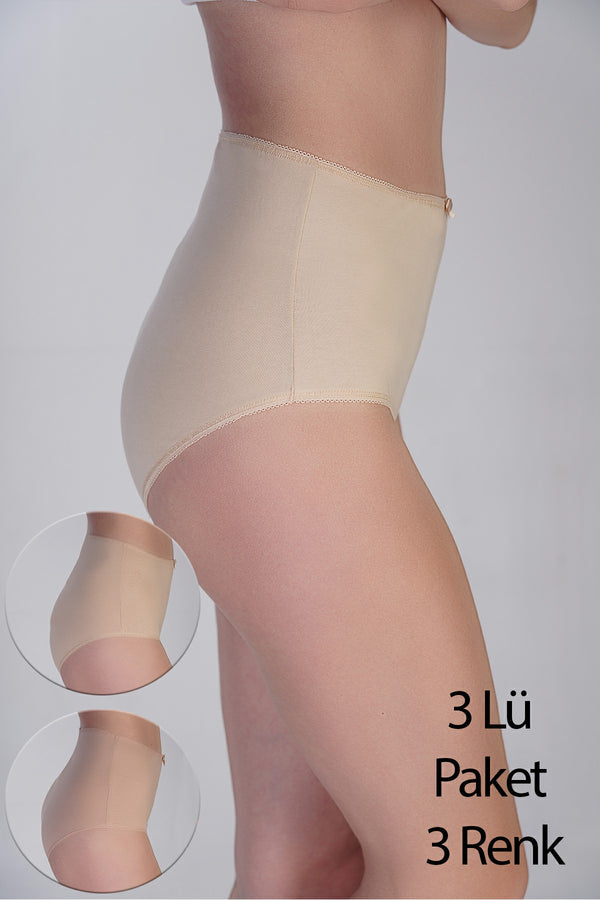 Kadın Yüksel Bel Bato Penye 3 lü Külot
