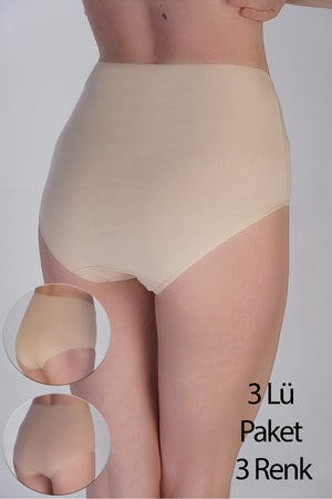 Kadın Yüksel Bel Bato Penye 3 lü Külot
