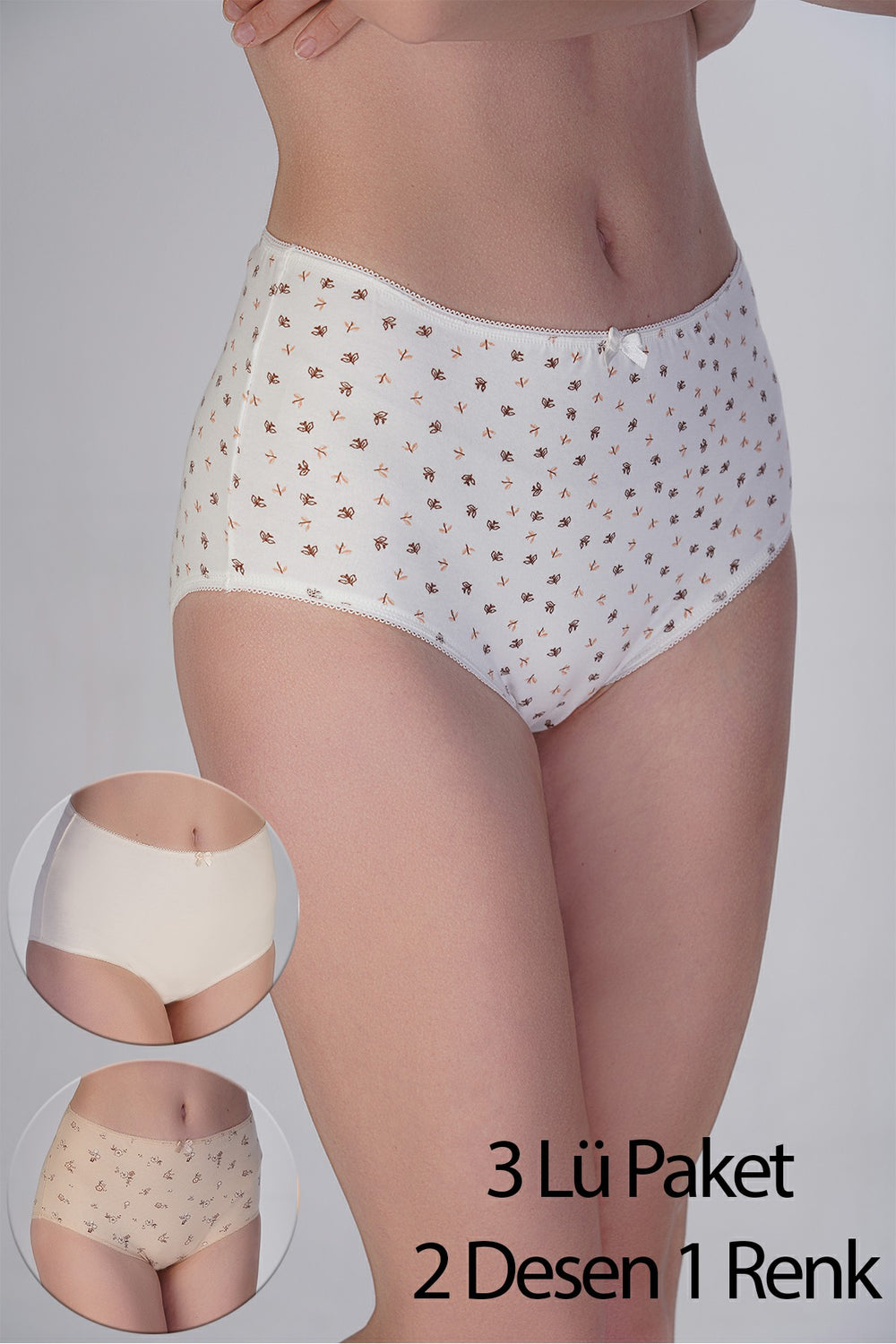 Kadın Yüksel Bel Bato Penye 3 lü Külot
