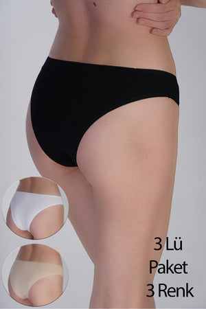 Kadın Brazilian Penye 3 lü Külot 
