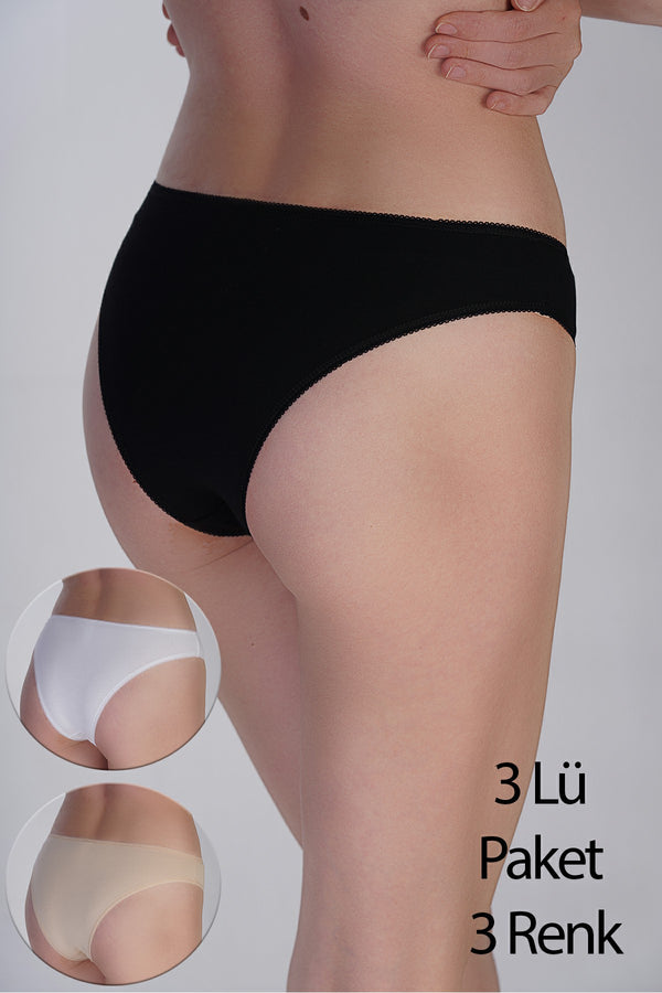 Kadın Brazilian Penye 3 lü Külot 
