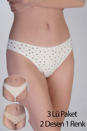 Kadın Brazilian Penye 3 lü Külot 365005 - Vienetta2 DESEN 1 DUZSTD