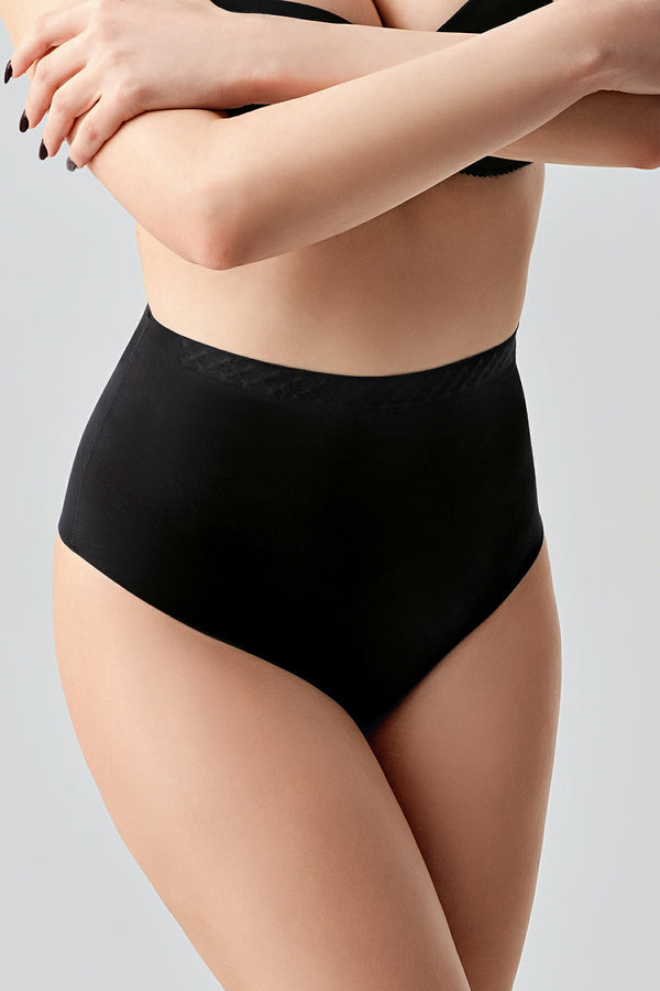 Kadın Yuksek Bel String Lazer Kesim Külot 369206 - VienettaSİYAHS