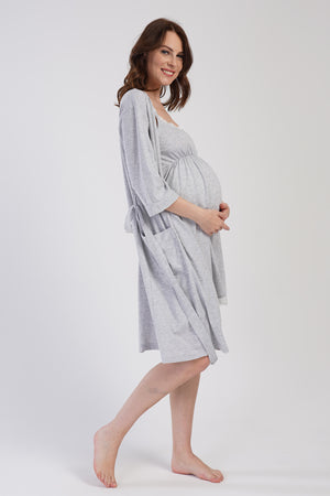 KADIN SUPREM 3/4KOL HAMILE SABAHLIK TAKIM 401044 - Vienetta1.GrupGRAY MELANGE