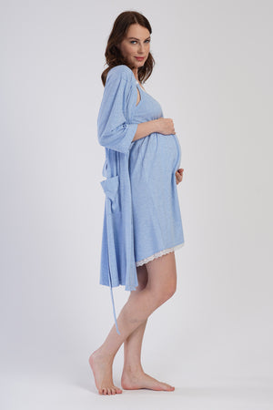 KADIN SUPREM 3/4KOL HAMILE SABAHLIK TAKIM 401044 - Vienetta1.GrupGRAY MELANGE