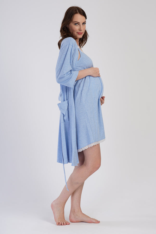 KADIN SUPREM 3/4KOL HAMILE SABAHLIK TAKIM 401044 - Vienetta1.GrupGRAY MELANGE