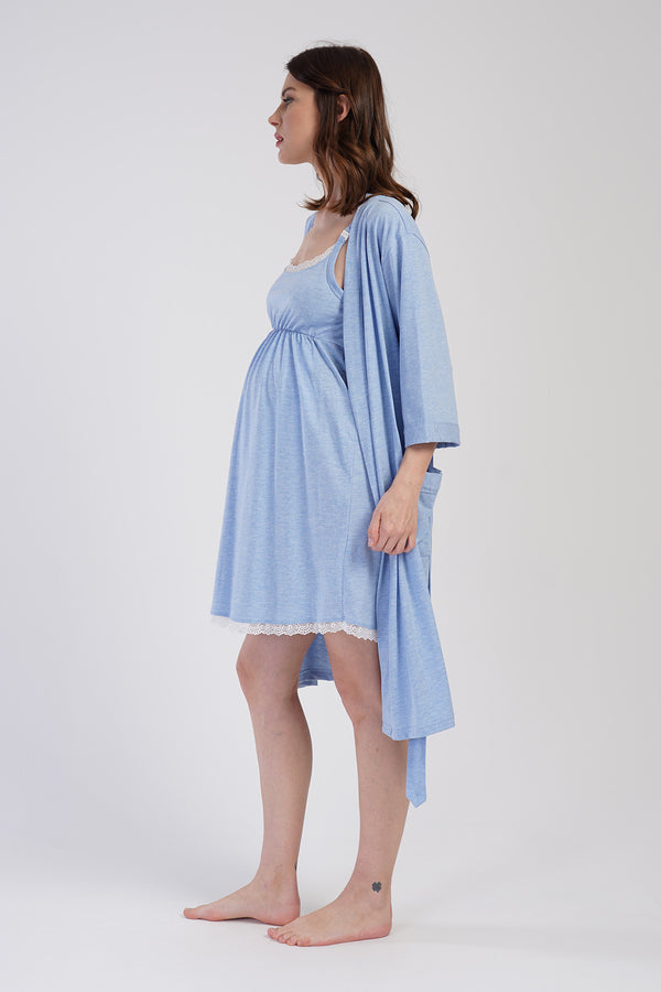 KADIN SUPREM 3/4KOL HAMILE SABAHLIK TAKIM 401044 - Vienetta1.GrupGRAY MELANGE