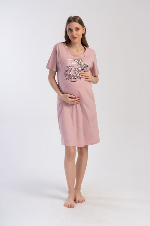 KADIN P.SUPREM FERMUARLI KISA KOL ETEGI OVAL HAMILE TUNIK