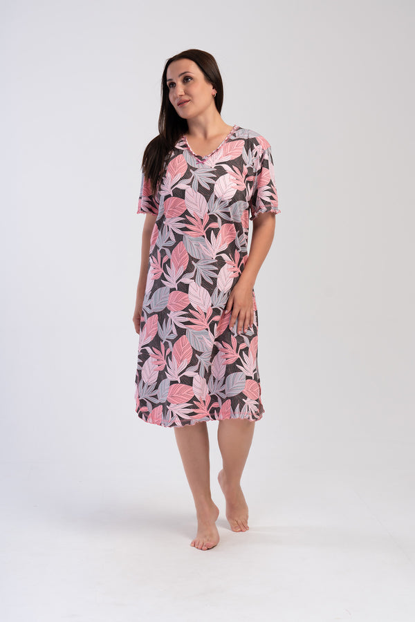 KADIN SUPREM XXL KISA KOL BABANNE GECELIK 402011 - Vienetta1.GrupCOTTONPINK