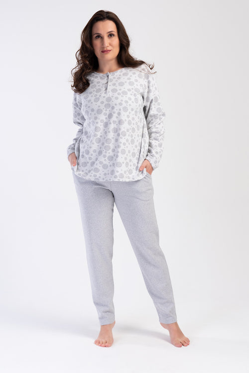 KADIN JAKARLI INTERLOK XXL PATLI UZUN KOL PIJAMA TAKIM 402031 - Vienetta1.GrupA.GRI