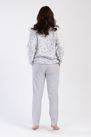 KADIN JAKARLI INTERLOK XXL PATLI UZUN KOL PIJAMA TAKIM 402031 - Vienetta1.GrupA.GRI