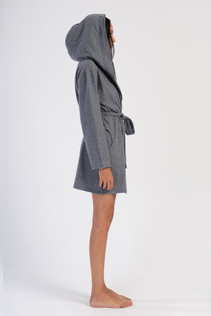 Woman Fume Jackquard Interlock Hoodie Dressing Gown