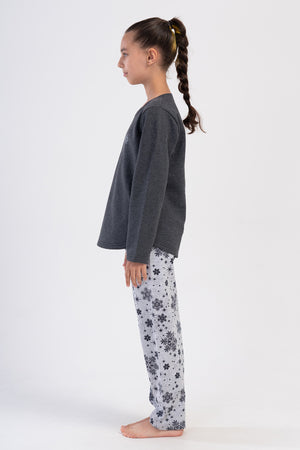 KIZ COCUK PIJAMA TAKIM 2IPLIK 403010 - Vienetta1.GrupGRAY MELANGE