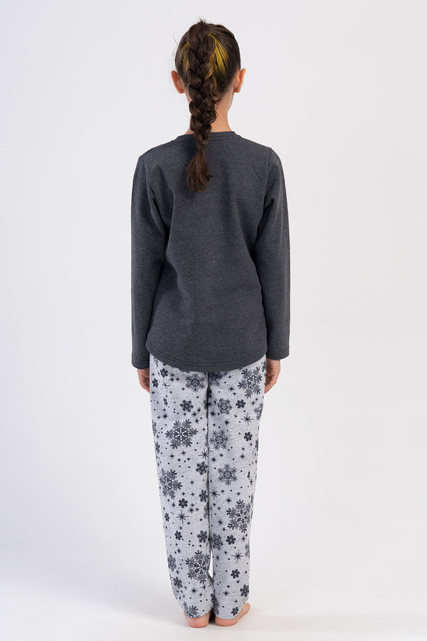 KIZ COCUK PIJAMA TAKIM 2IPLIK 403010 - Vienetta1.GrupGRAY MELANGE