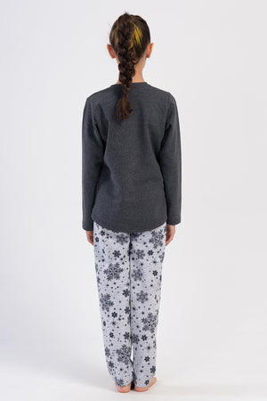 KIZ COCUK PIJAMA TAKIM 2IPLIK 403010 - Vienetta1.GrupGRAY MELANGE