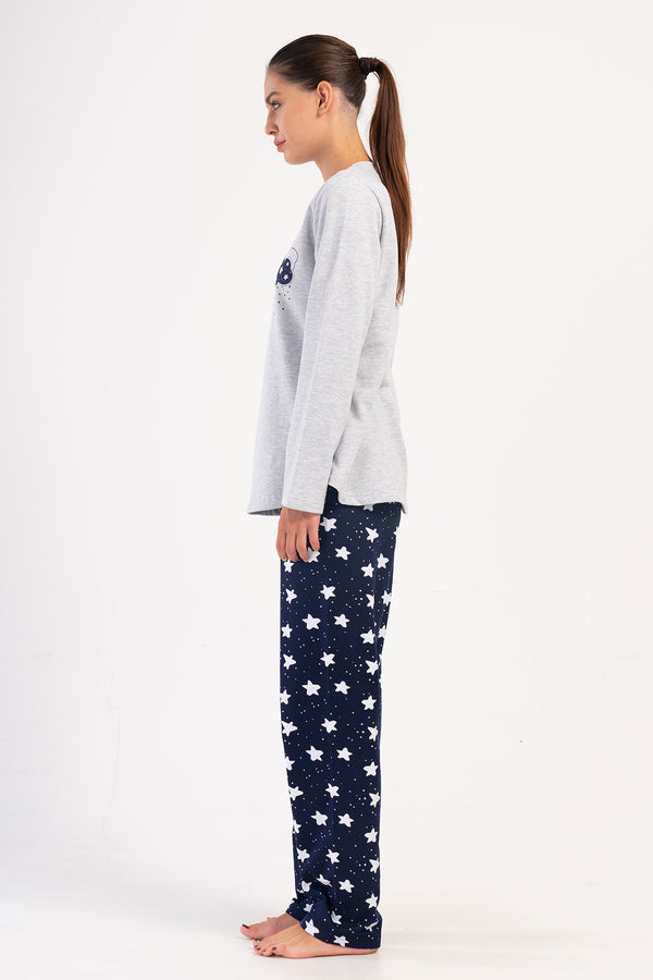 KADIN PIJAMA TAKIM 2IPLIK 403024 - Vienetta1.GrupGRAY MELANGE