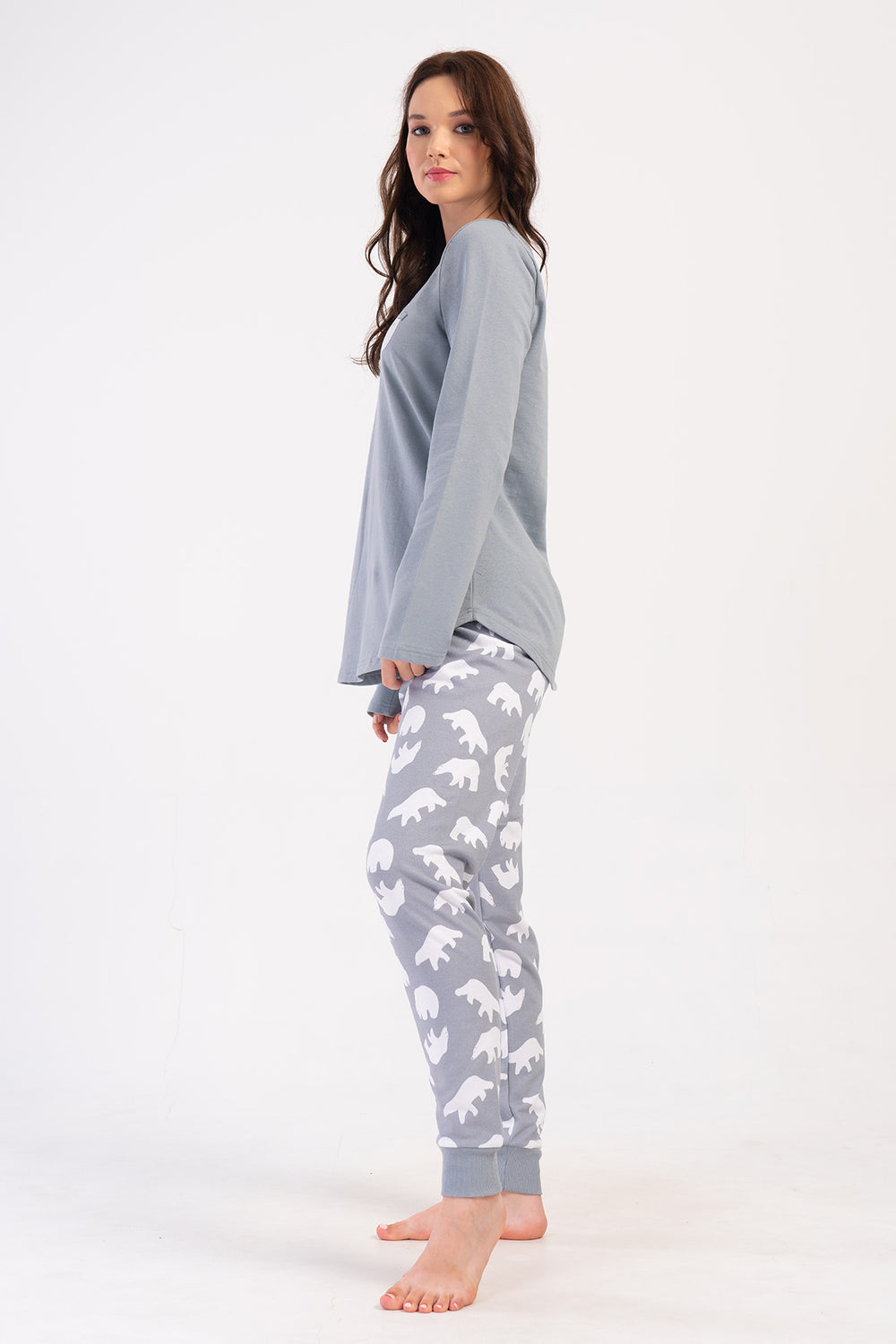 Woman Stone Two Yarn Big Size O Neck Pyjama Set