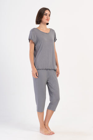 KADIN VISCON XXL KISA KOL KAPRI TAKIM 403044 - Vienetta1.GrupGRI